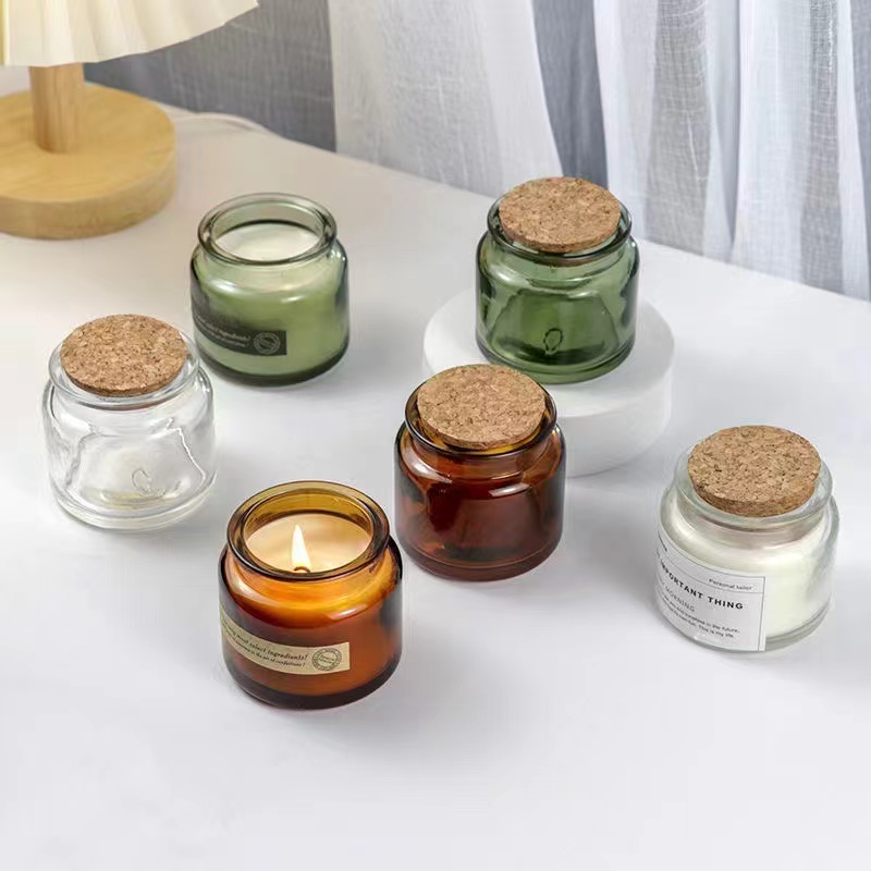 colorful glass candles jar